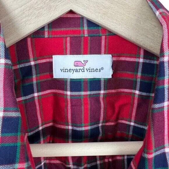 Vineyard Vines Party Plaid Flannel Button Down Style 2W0739 Women's - Picture 3 of 9